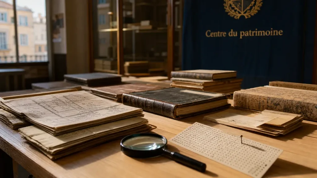 Centre du patrimoine nice : archives et lecture des façades, plans anciens en salle