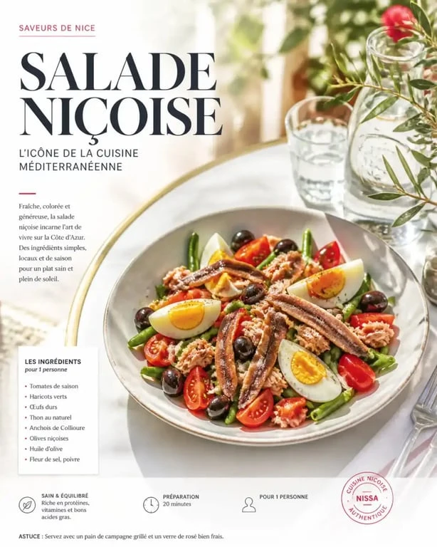 Salade niçoise authentique dans un restaurant près du Musée Matisse à Nice