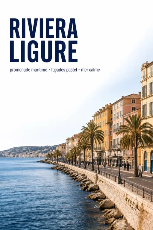 Villes italiennes proches de Nice sur la Riviera ligure, promenade maritime et façades colorées