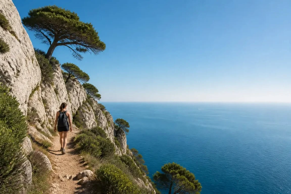 Randonnées Alpes-Maritimes sur un sentier côtier avec vue sur la Méditerranée près d’Èze