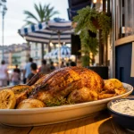 Nice chicken restaurants : poulet rôti niçois au citron, pommes de terre et sauce yaourt