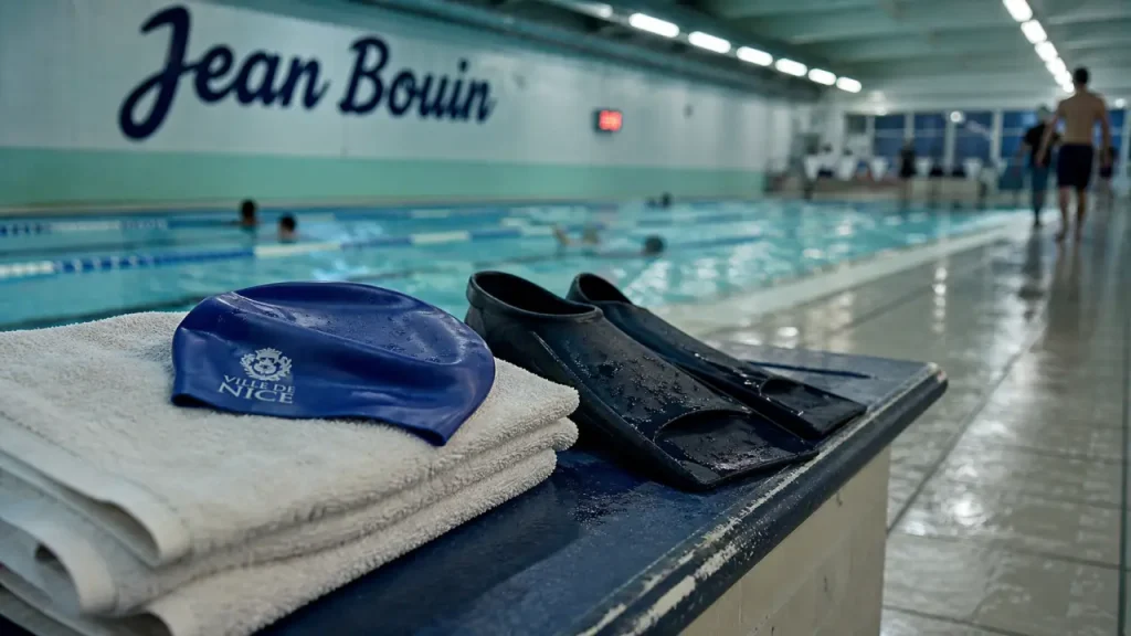 Piscine jean bouin nice : serviette, bonnet et lignes d’eau