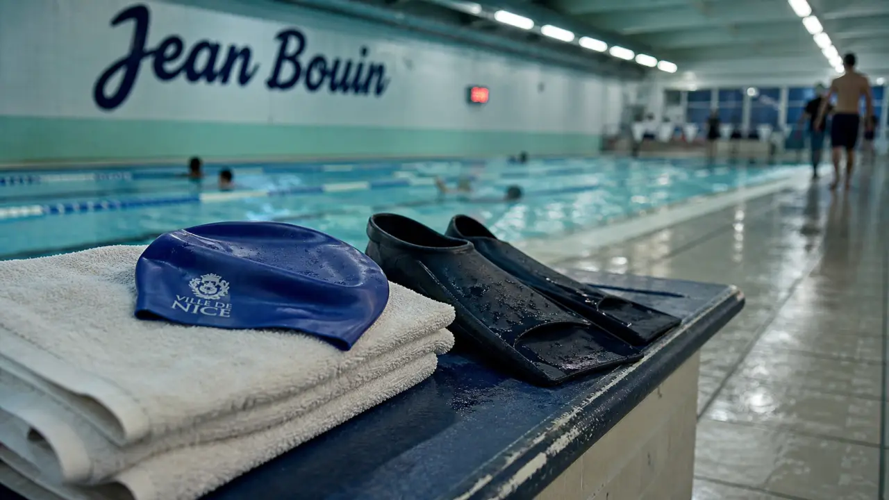Piscine jean bouin nice : serviette, bonnet et lignes d’eau