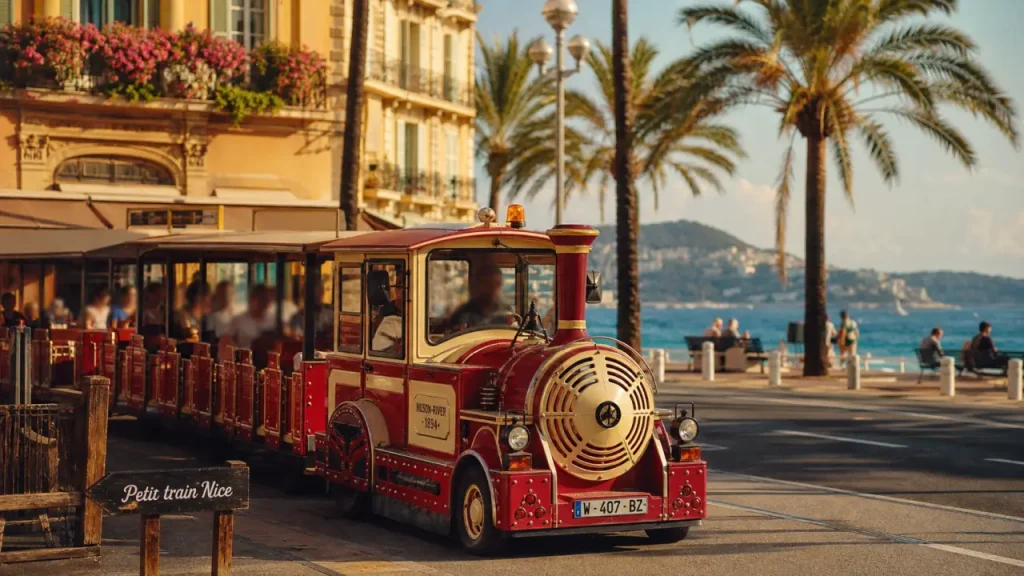 Petit train touristique pour visiter Nice en petit train près de la Promenade des Anglais