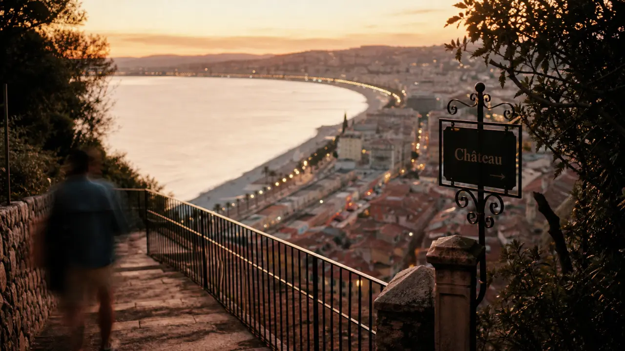 Visiter Nice une journée : escalier vers le Château, Vieux-Nice