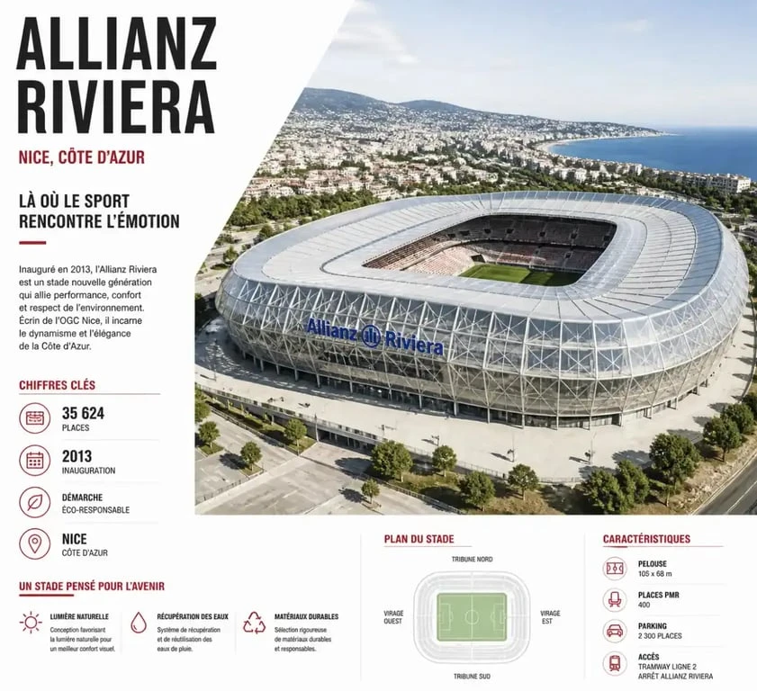 Le stade Allianz Riviera, emblème du Sporting Nice et de son ambition européenne