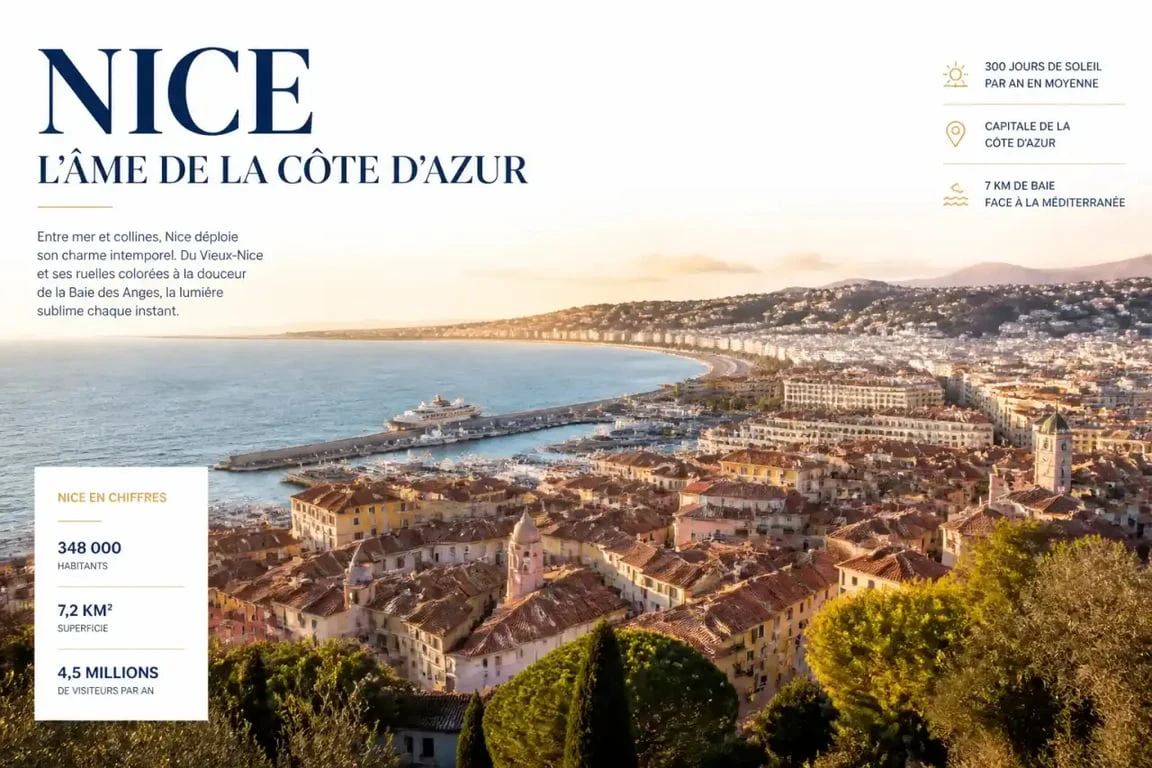 Vue sur le Vieux-Nice depuis la colline du Château à l’heure dorée