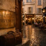 Hotels in vieux nice france : entrée d’hôtel dans une ruelle du Vieux-Nice