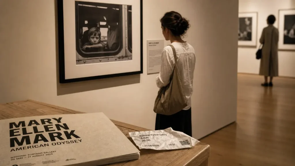 Musée nice : visiteuse devant une photo noir et blanc en salle