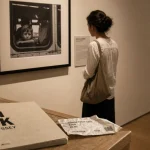 Musée nice : visiteuse devant une photo noir et blanc en salle