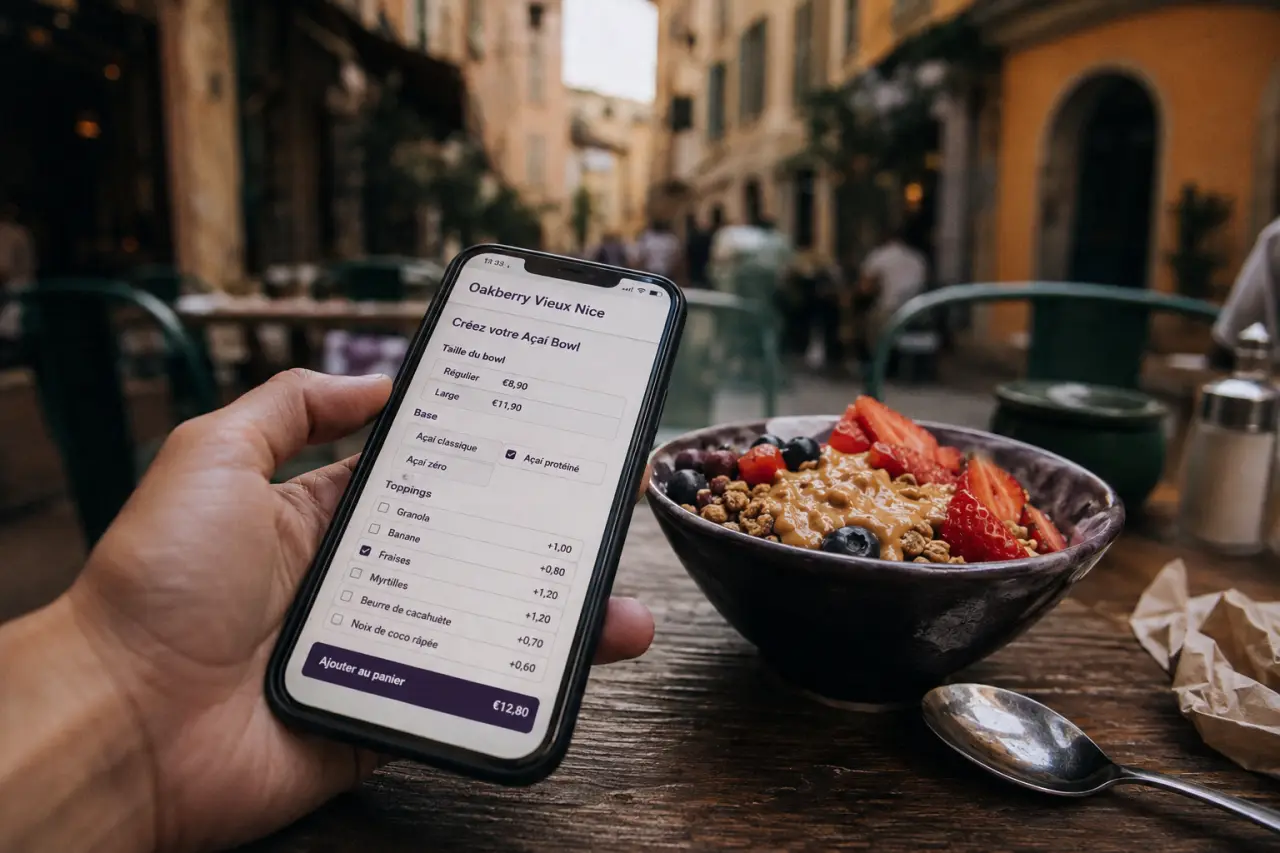 oakberry vieux nice : açaí bowl et menu en café