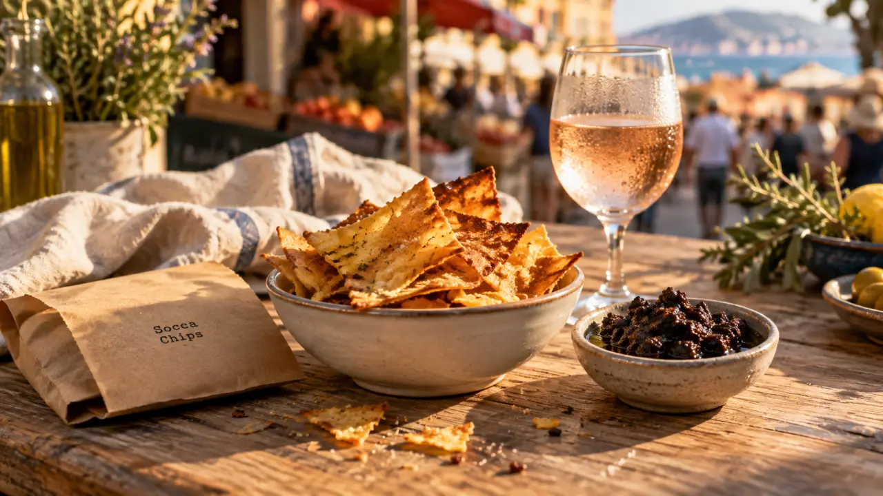 Socca chips Nice : socca niçoise croustillante, dorée et prête à croquer