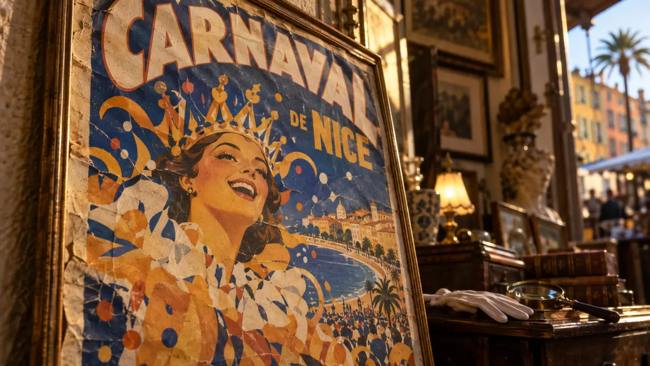 Affiche carnaval de nice ancienne, originale ou reproduction, décoration.