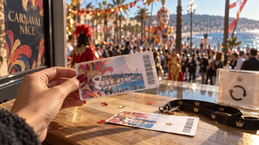 Billets carnaval de nice : table billetterie, ticket et code-barres