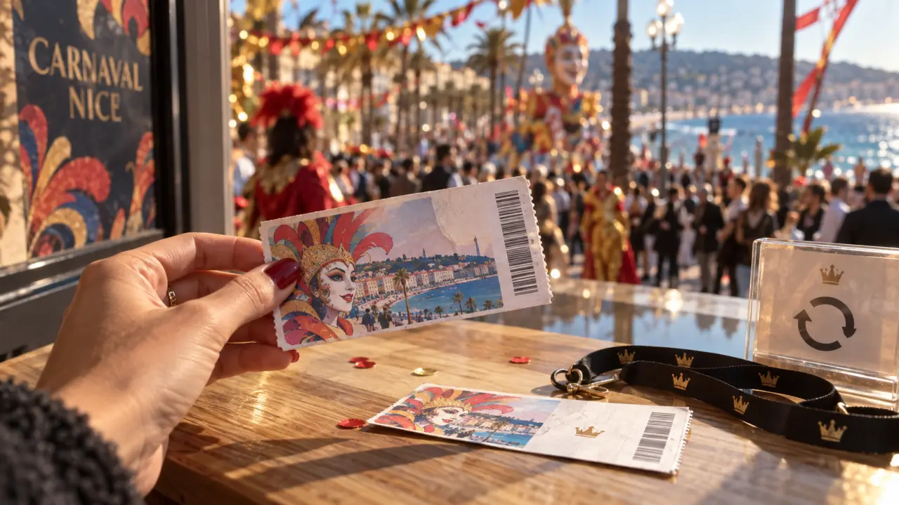 Billets carnaval de nice : table billetterie, ticket et code-barres