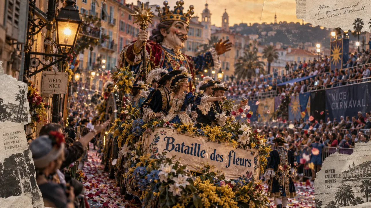 Histoire du carnaval de Nice : char de la Bataille des fleurs