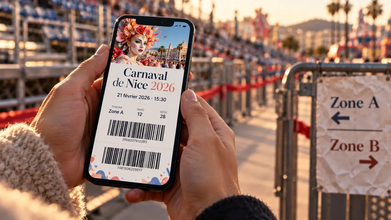 Reservation carnaval de nice 2026 : e-ticket numérique, tribunes et zones A/B