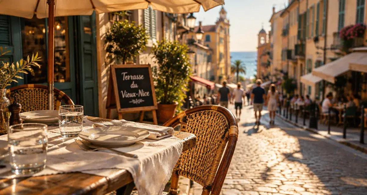 Restaurant vieux nice avec terrasse, vue terrasse du Vieux-Nice